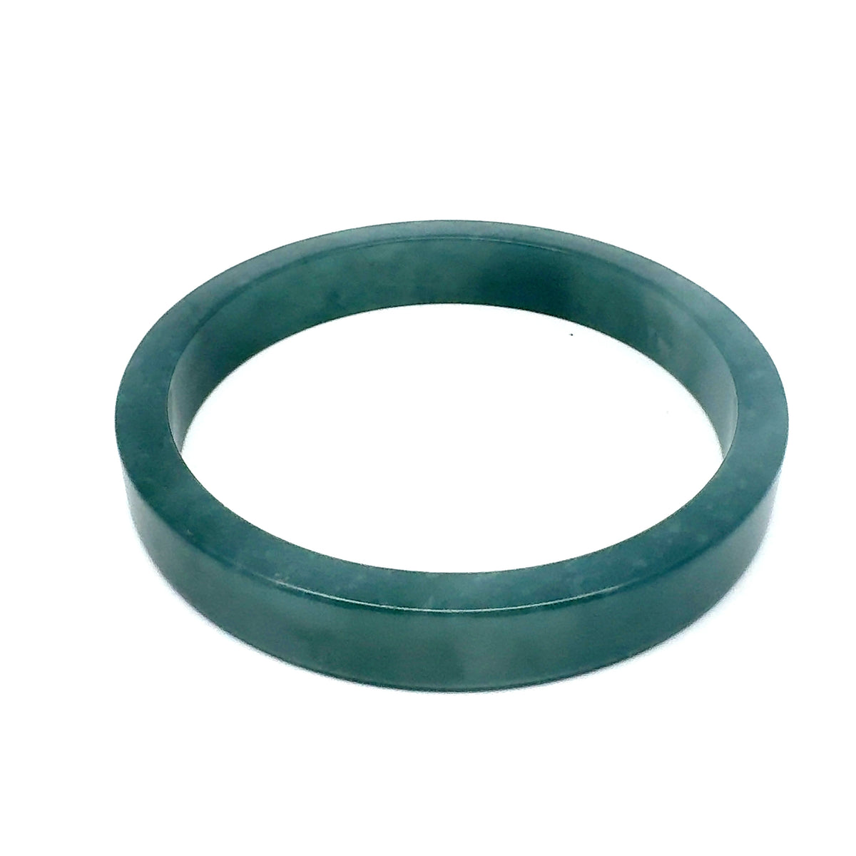 70.5 mm Princesa Blue Guatemalan Jadeite Square-Edge Bangle, Subtle Mottling