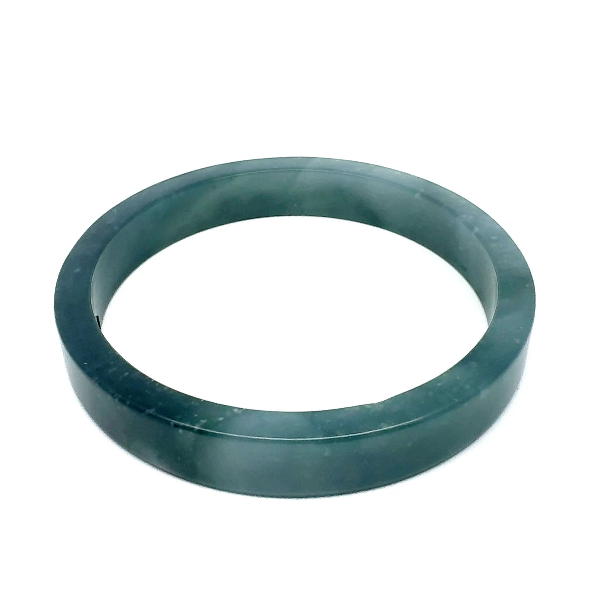 70.5 mm Princesa Blue Guatemalan Jadeite Square-Edge Bangle, Polished Mottling