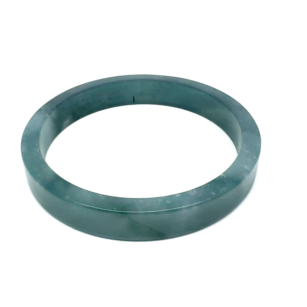 70.5 mm Princesa Blue Guatemalan Jadeite Square-Edge Bangle, Polished Mottling