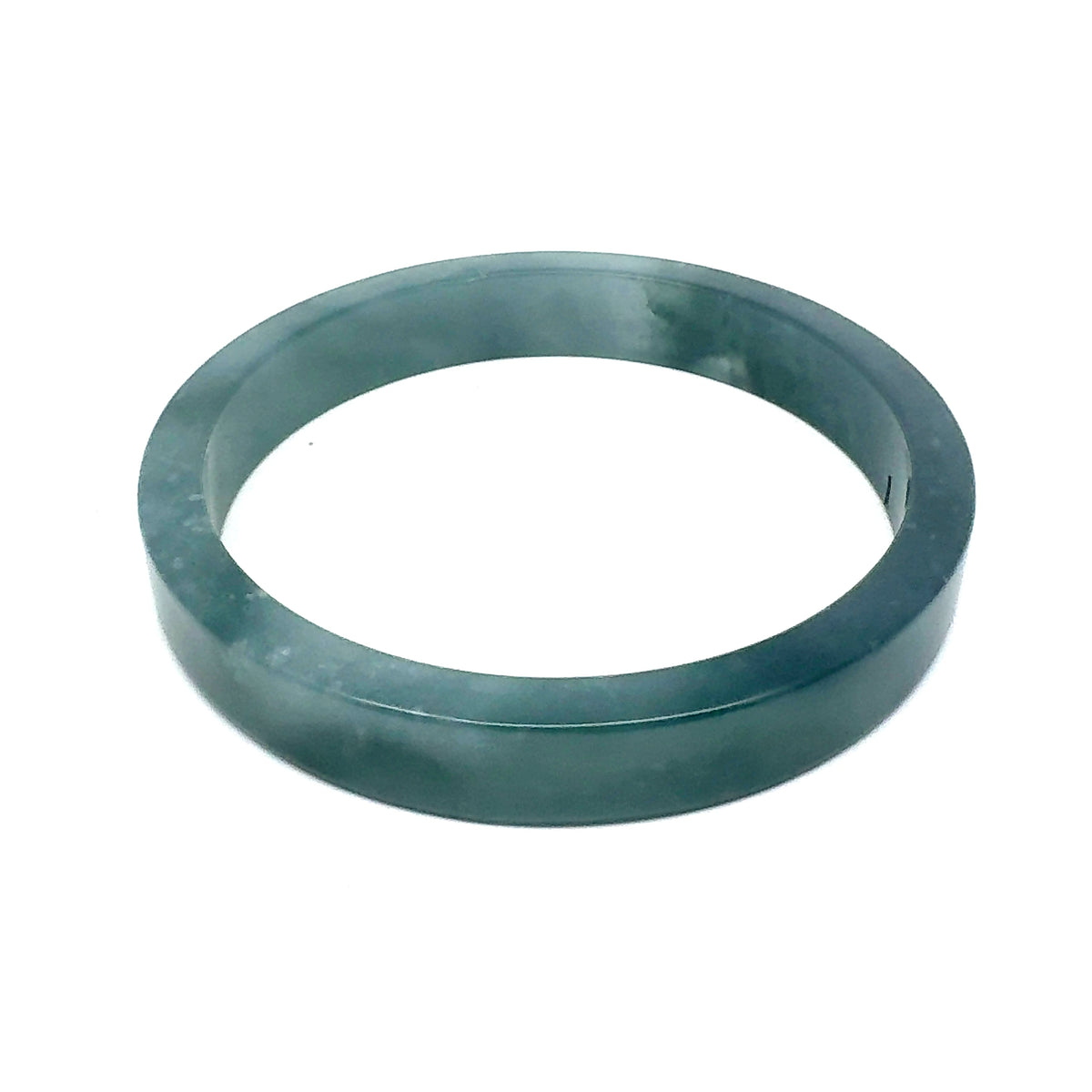 70.5 mm Princesa Blue Guatemalan Jadeite Square-Edge Bangle, Polished Mottling