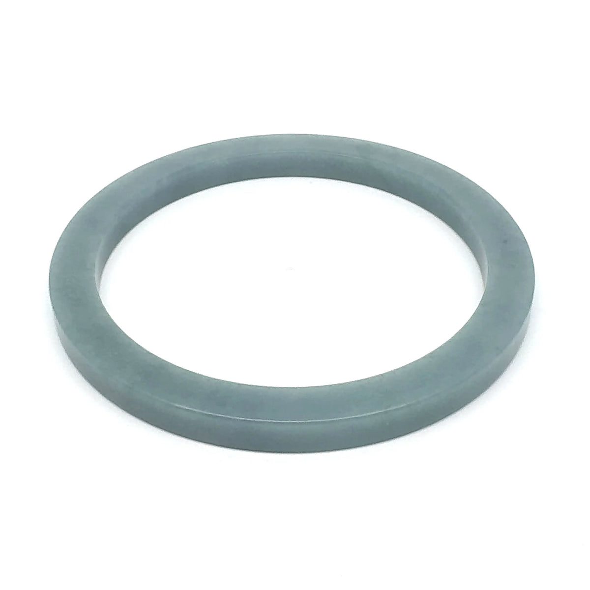 60 mm Celestial Blue Guatemalan Jadeite Square-Edge Bangle, Grey-Green Tones