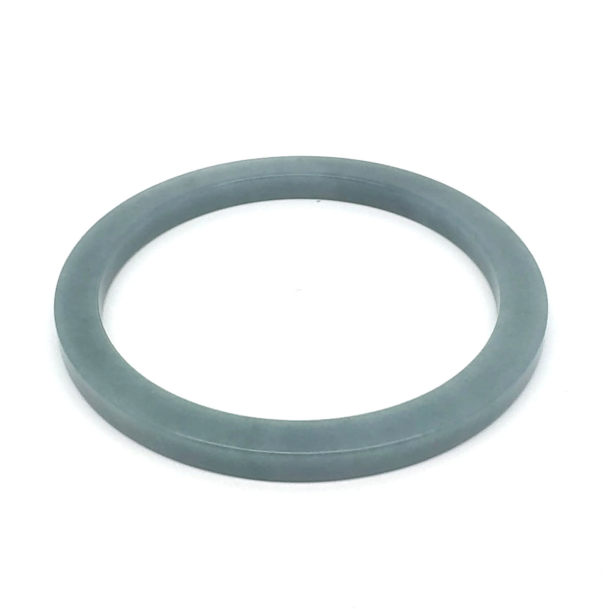 59.5 mm Celestial Blue Jadeite Square-Edge Bangle, Gray-Blue Tones