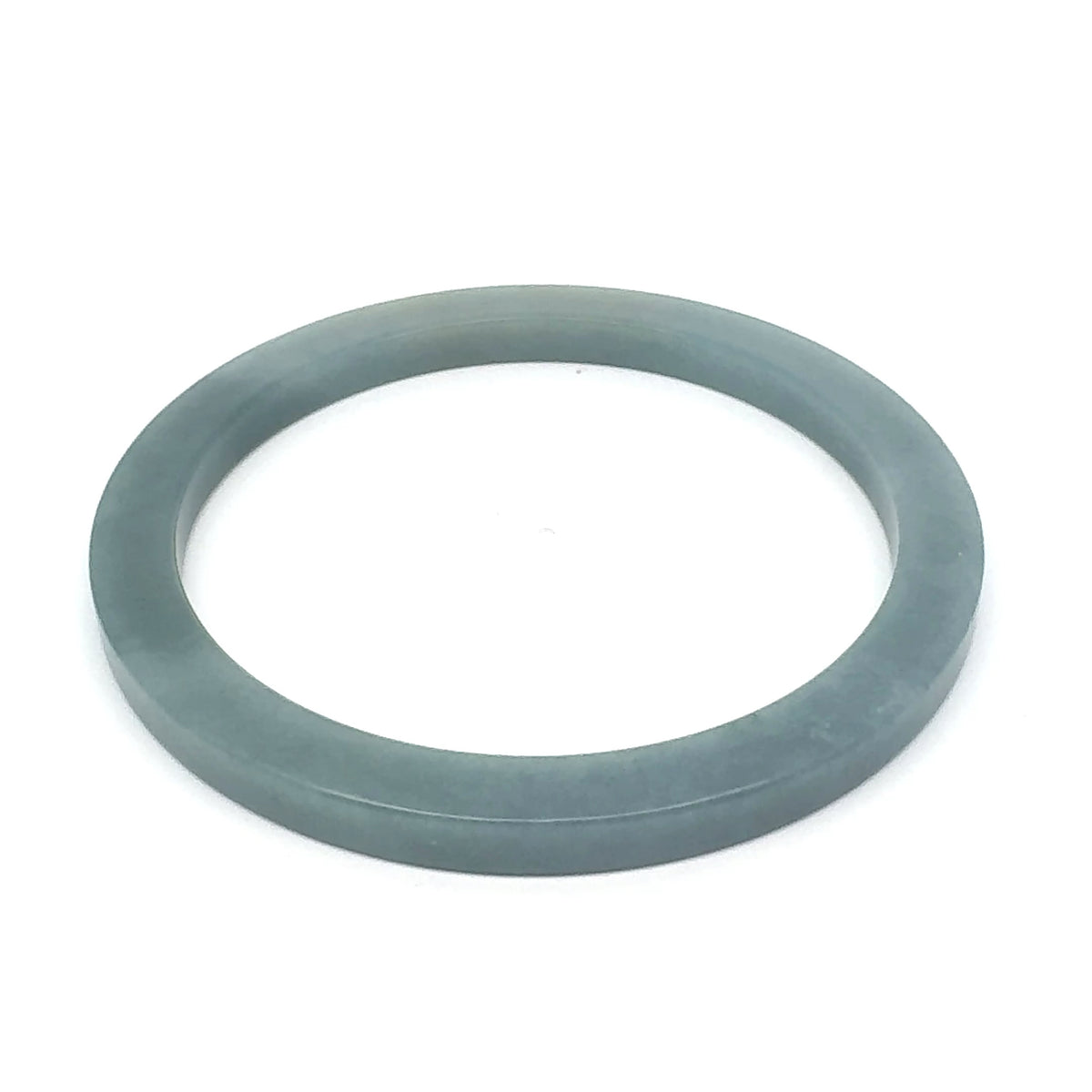 60 mm Celestial Blue Square-Edge Guatemalan Jadeite Bangle, Muted Grey-Green