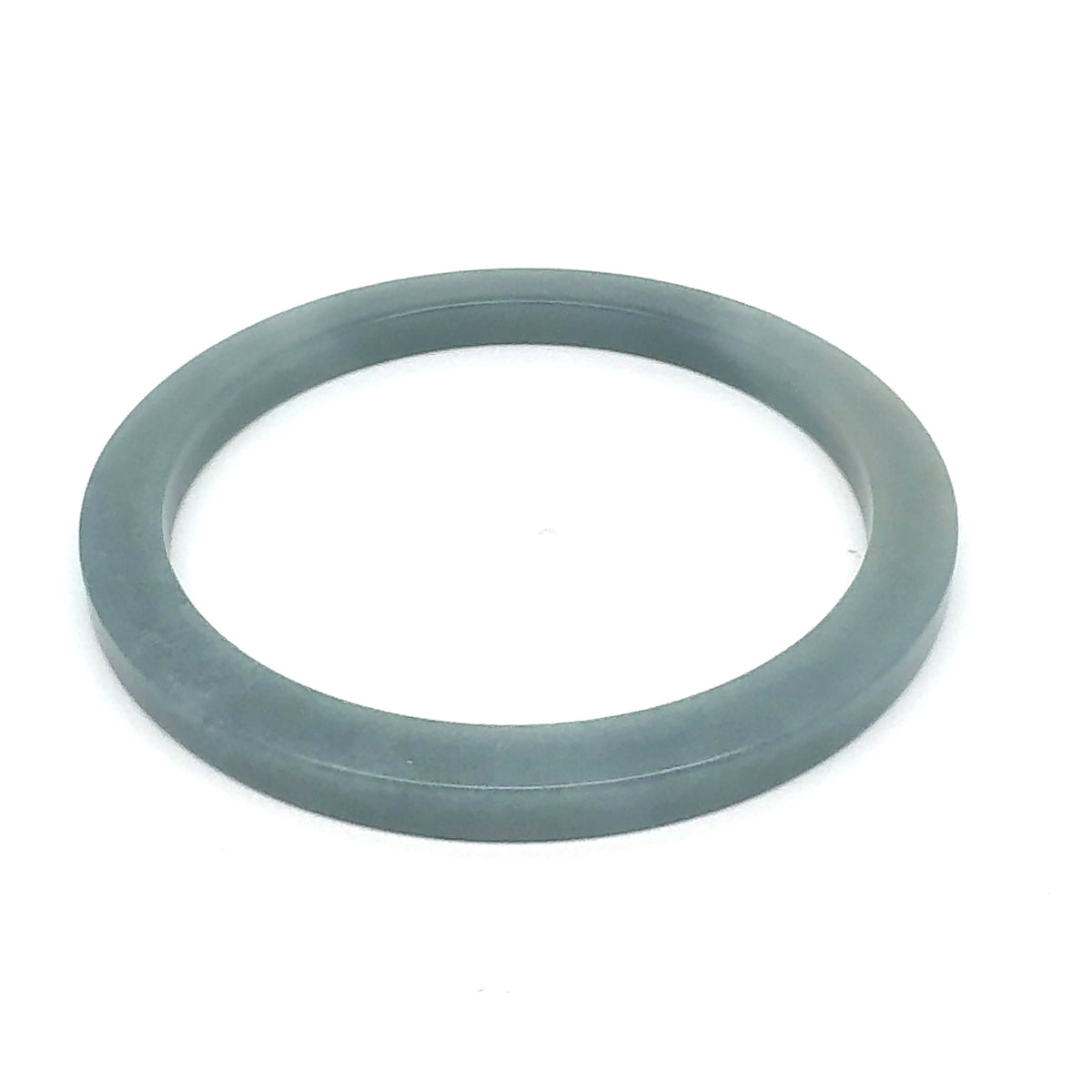 60 mm Celestial Blue Square-Edge Guatemalan Jadeite Bangle, Muted Grey-Green