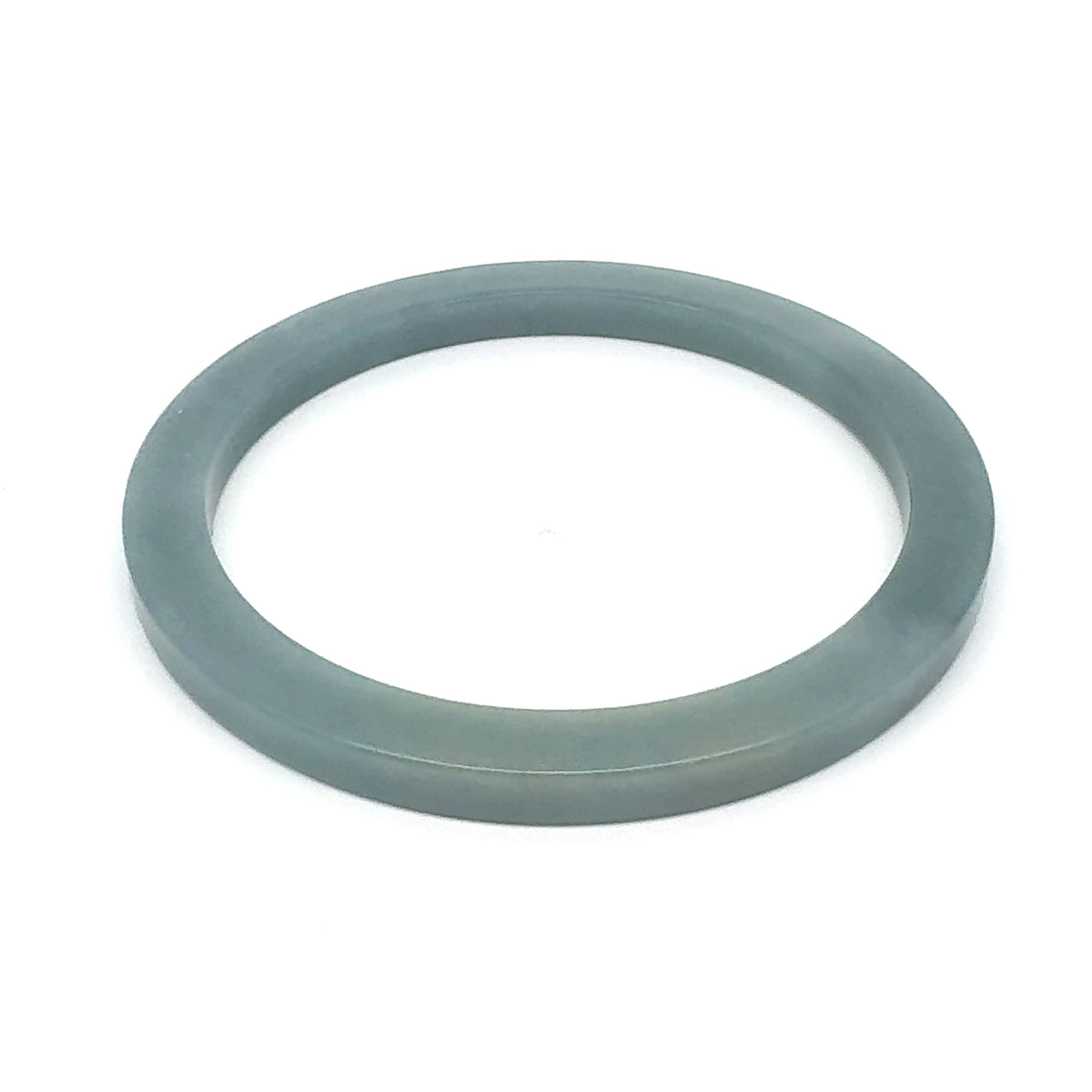 60 mm Celestial Blue Square-Edge Guatemalan Jadeite Bangle, Muted Grey-Green