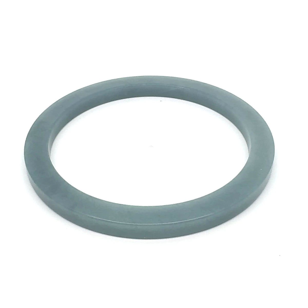 60 mm Celestial Blue Guatemalan Jadeite Square-Edge Bangle, Earthy Grey-Green
