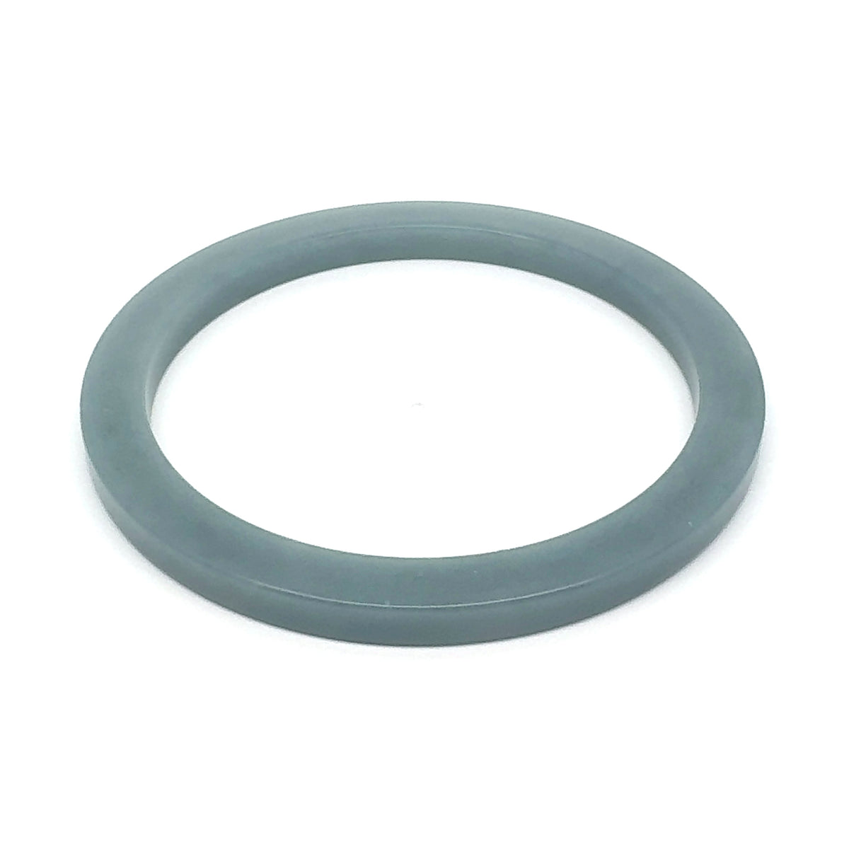 60 mm Celestial Blue Guatemalan Jadeite Square-Edge Bangle, Earthy Grey-Green