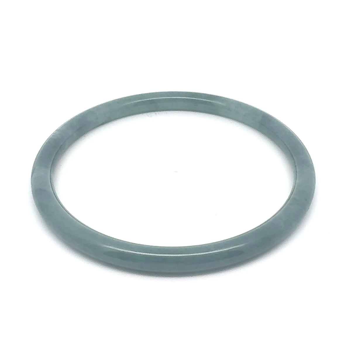 63 mm Celestial Blue Jadeite Thin Full-Round Hololith Bangle, Blue-Grey
