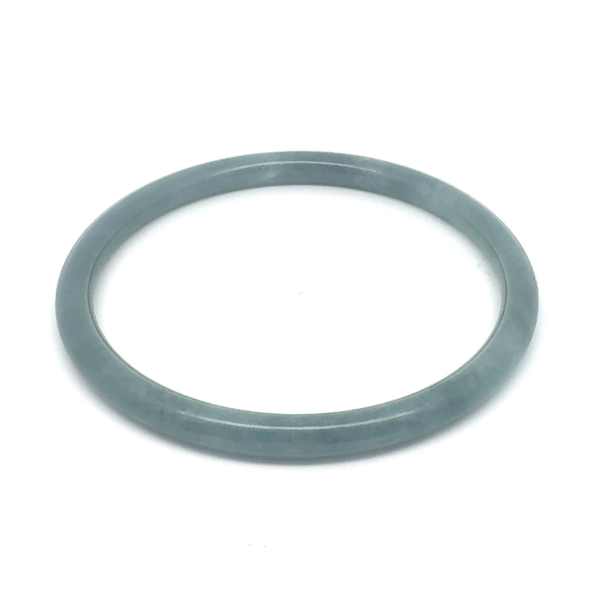 63 mm Celestial Blue Jadeite Thin Full-Round Hololith Bangle, Blue-Grey
