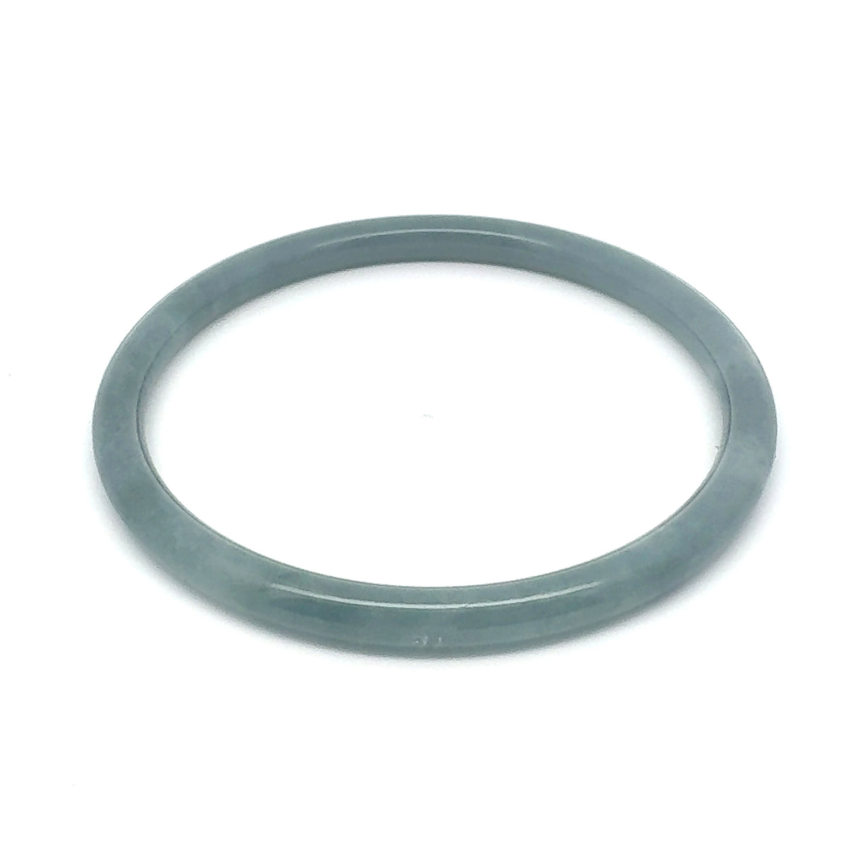 63 mm Celestial Blue Jadeite Thin Full-Round Hololith Bangle, Blue-Grey