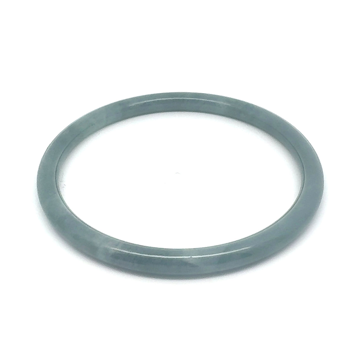 63 mm Celestial Blue Jadeite Thin Full-Round Hololith Bangle, Blue-Grey