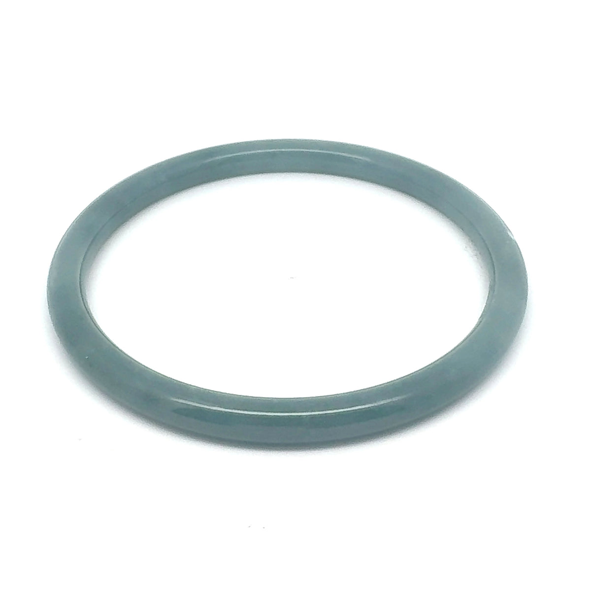 62.5 mm Celestial Blue Jadeite Thin Full-Round Hololith Bangle, Grayish-Blue