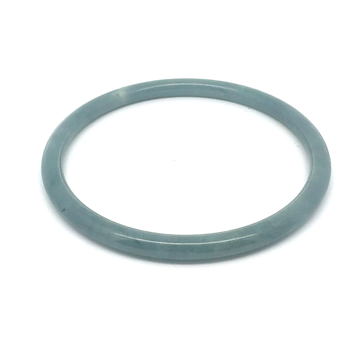 63 mm Blue-Grey Celestial Blue Guatemalan Jadeite Thin Full-Round Bangle