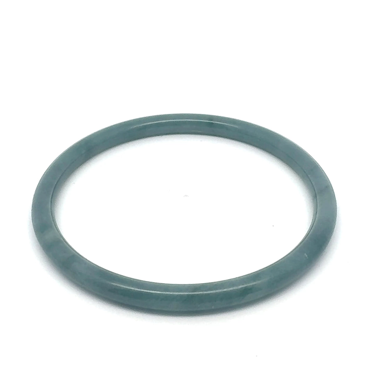 63 mm Blue-Green Celestial Blue Jadeite Thin Hololith Full-Round Bangle