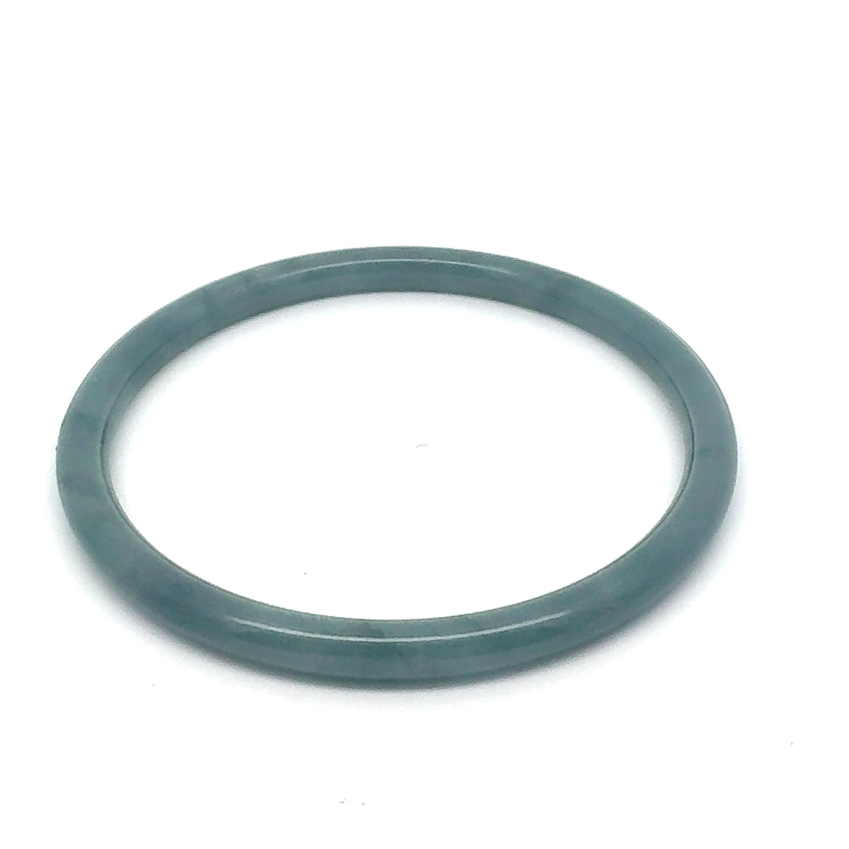63 mm Blue-Green Celestial Blue Jadeite Thin Hololith Full-Round Bangle