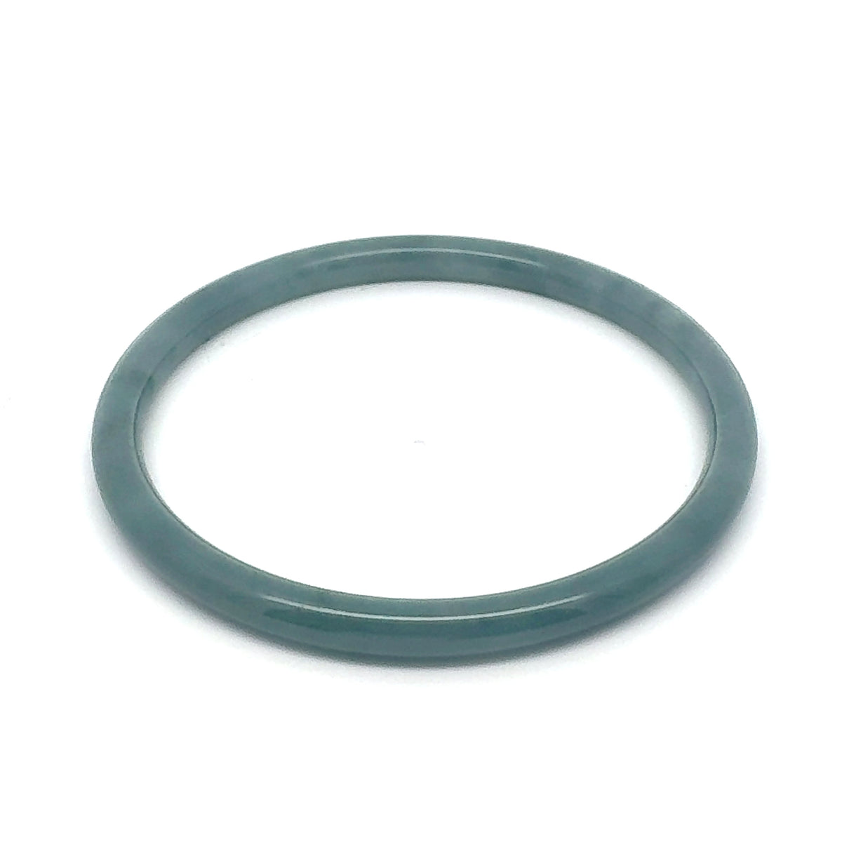 63 mm Blue-Green Celestial Blue Jadeite Thin Hololith Full-Round Bangle