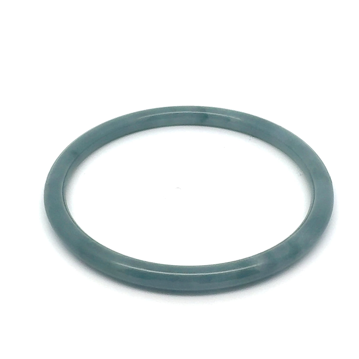 63 mm Blue-Green Celestial Blue Jadeite Thin Hololith Full-Round Bangle