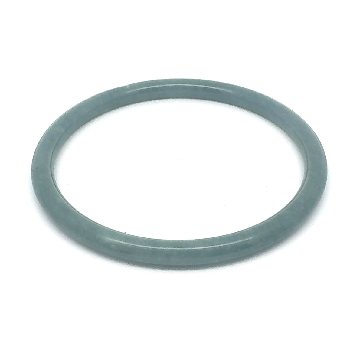 62.5 mm Celestial Blue Jadeite Thin Full-Round Hololith Bangle, Grey-Green