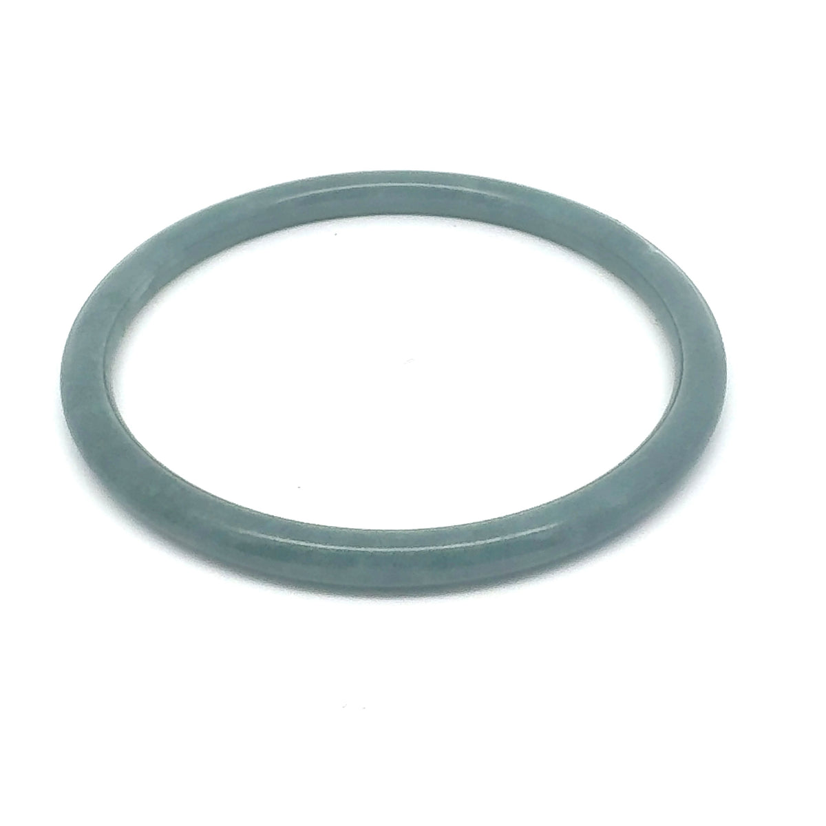62.5 mm Celestial Blue Jadeite Thin Full-Round Hololith Bangle, Grey-Green