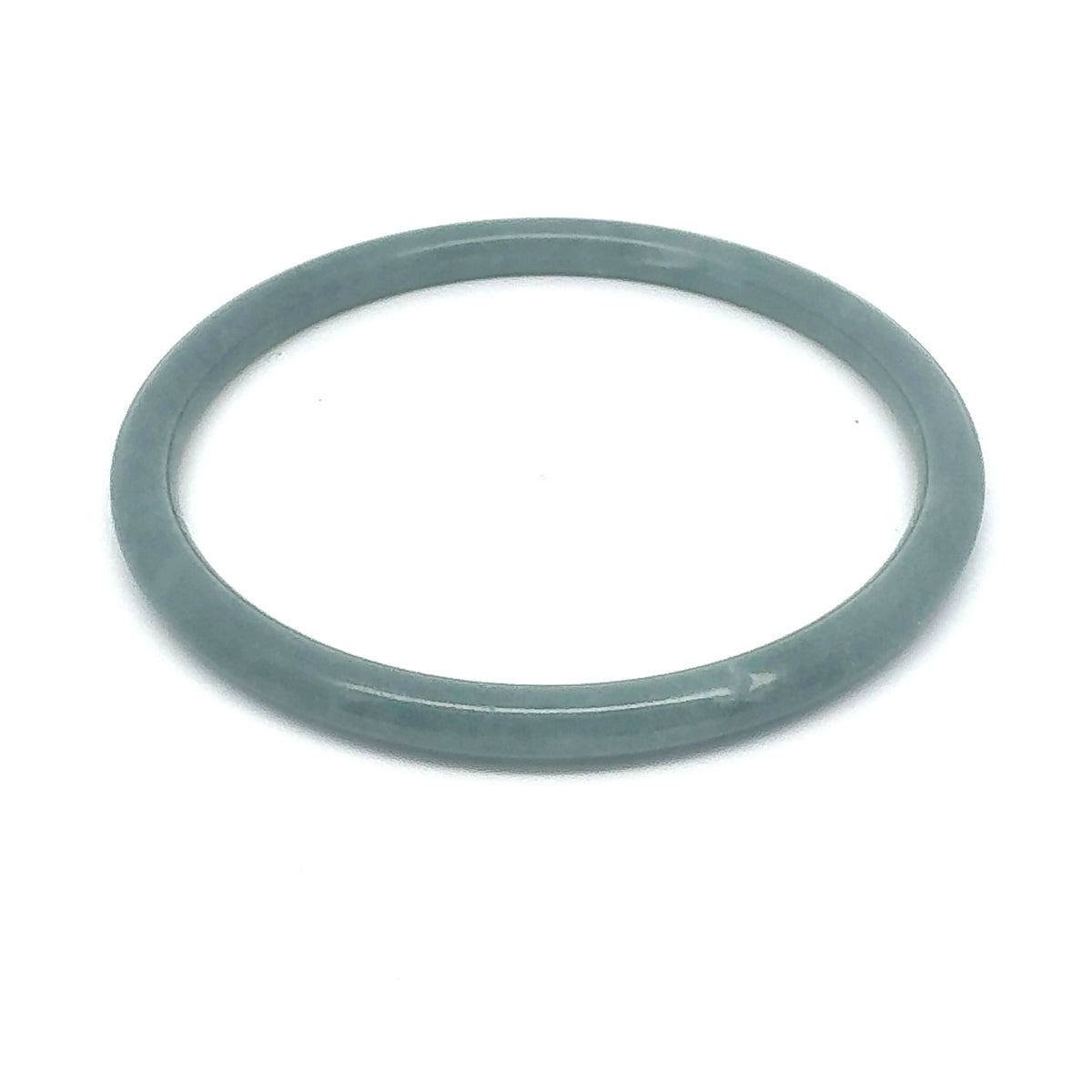 62.5 mm Celestial Blue Jadeite Thin Full-Round Hololith Bangle, Grey-Green