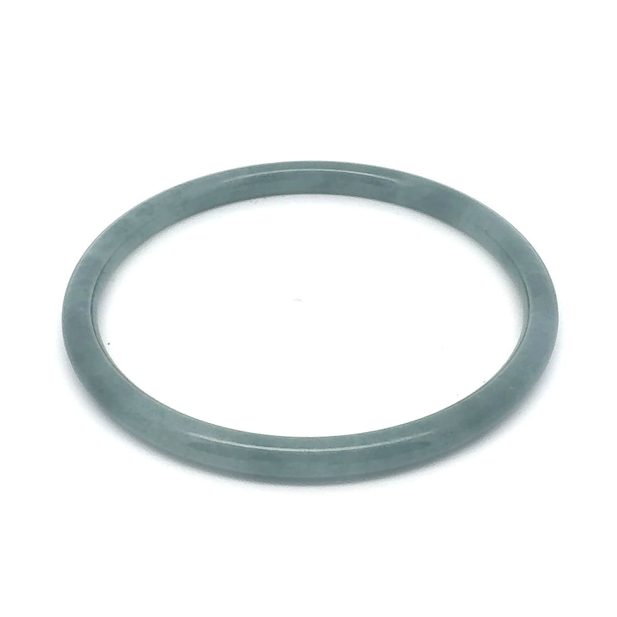 63 mm Celestial Blue Guatemalan Jadeite Thin Full-Round Bangle, Grey-Green