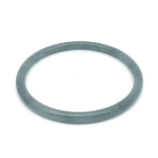 63 mm Celestial Blue Guatemalan Jadeite Thin Full-Round Bangle, Grey-Green