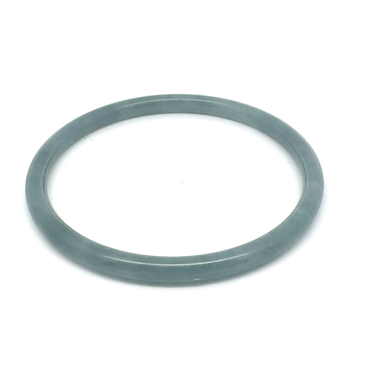 63 mm Celestial Blue Guatemalan Jadeite Thin Full-Round Bangle, Grey-Green