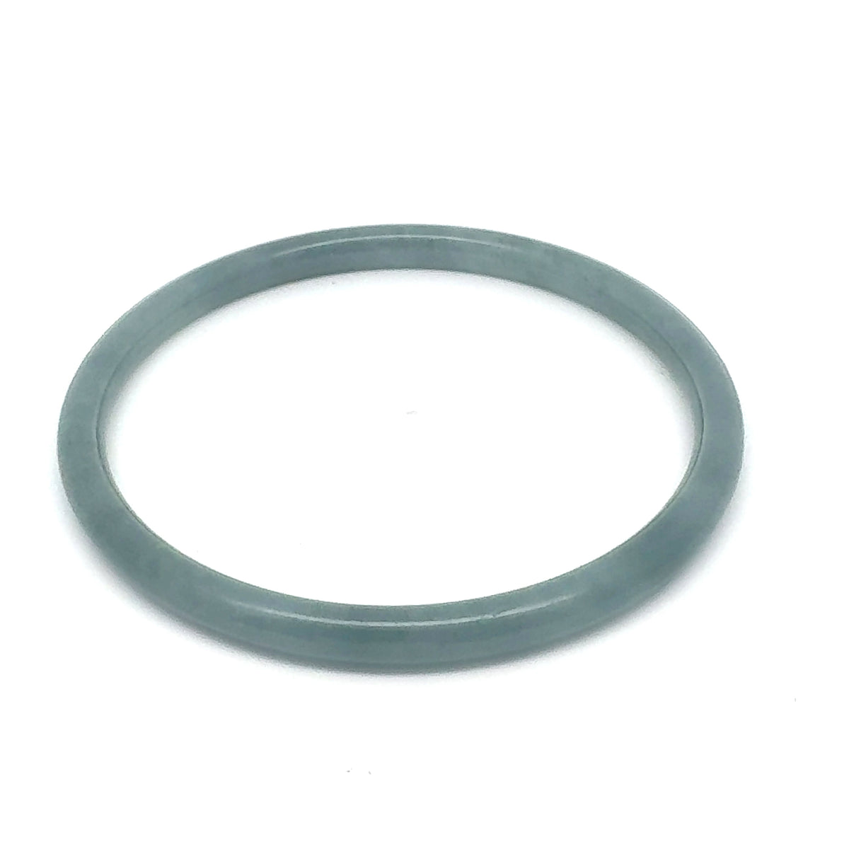 63 mm Celestial Blue Guatemalan Jadeite Thin Full-Round Bangle, Grey-Green