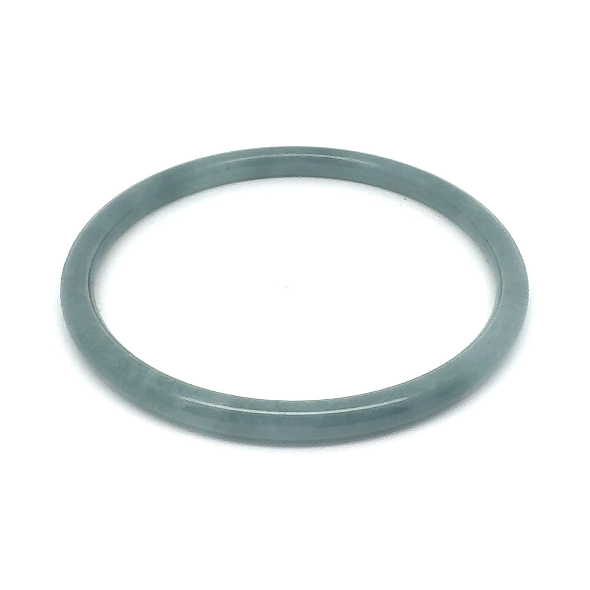 63 mm Celestial Blue Guatemalan Jadeite Thin Full-Round Bangle, Grey-Green