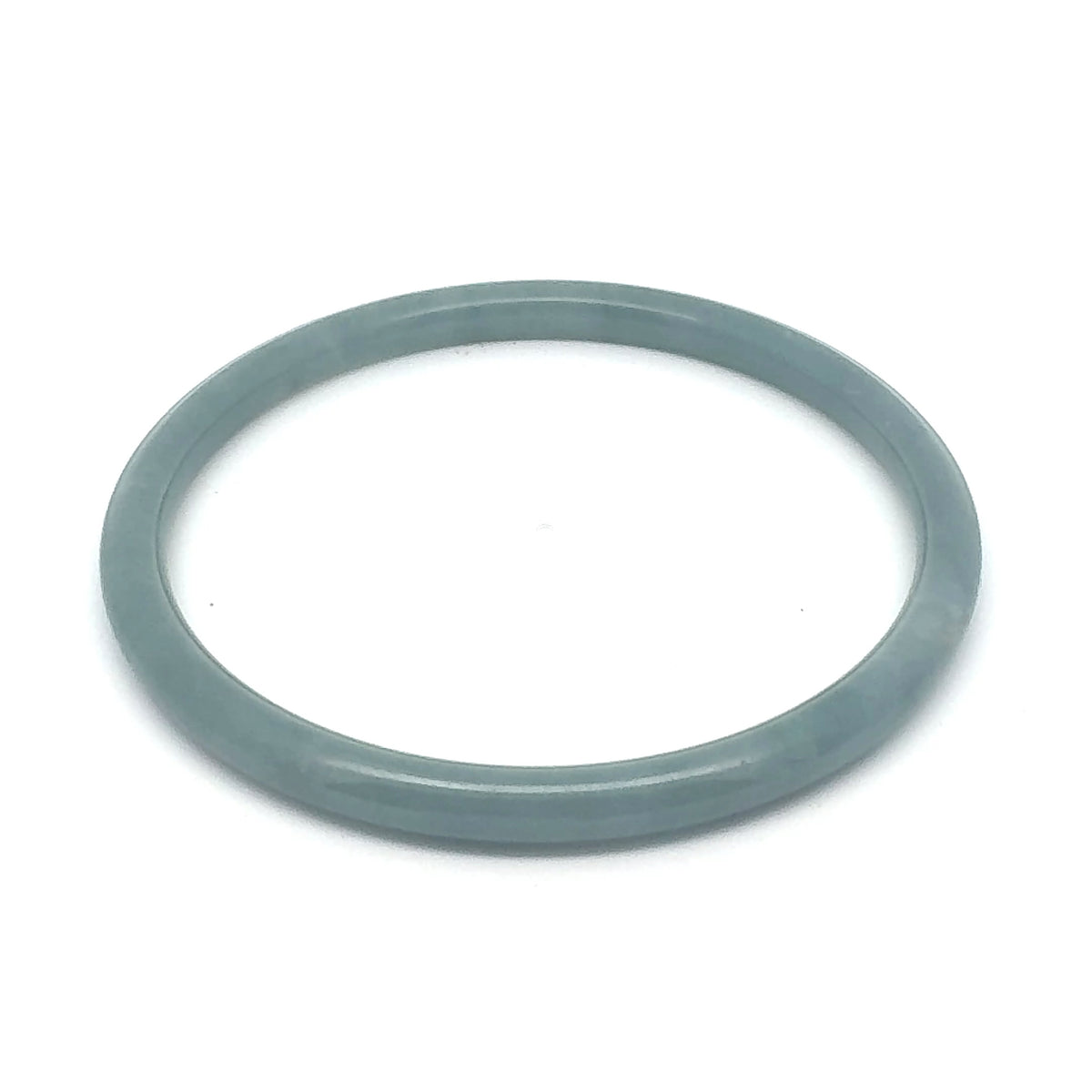 63 mm Celestial Blue Guatemalan Jadeite Thin Full-Round Bangle, Grey-Blue