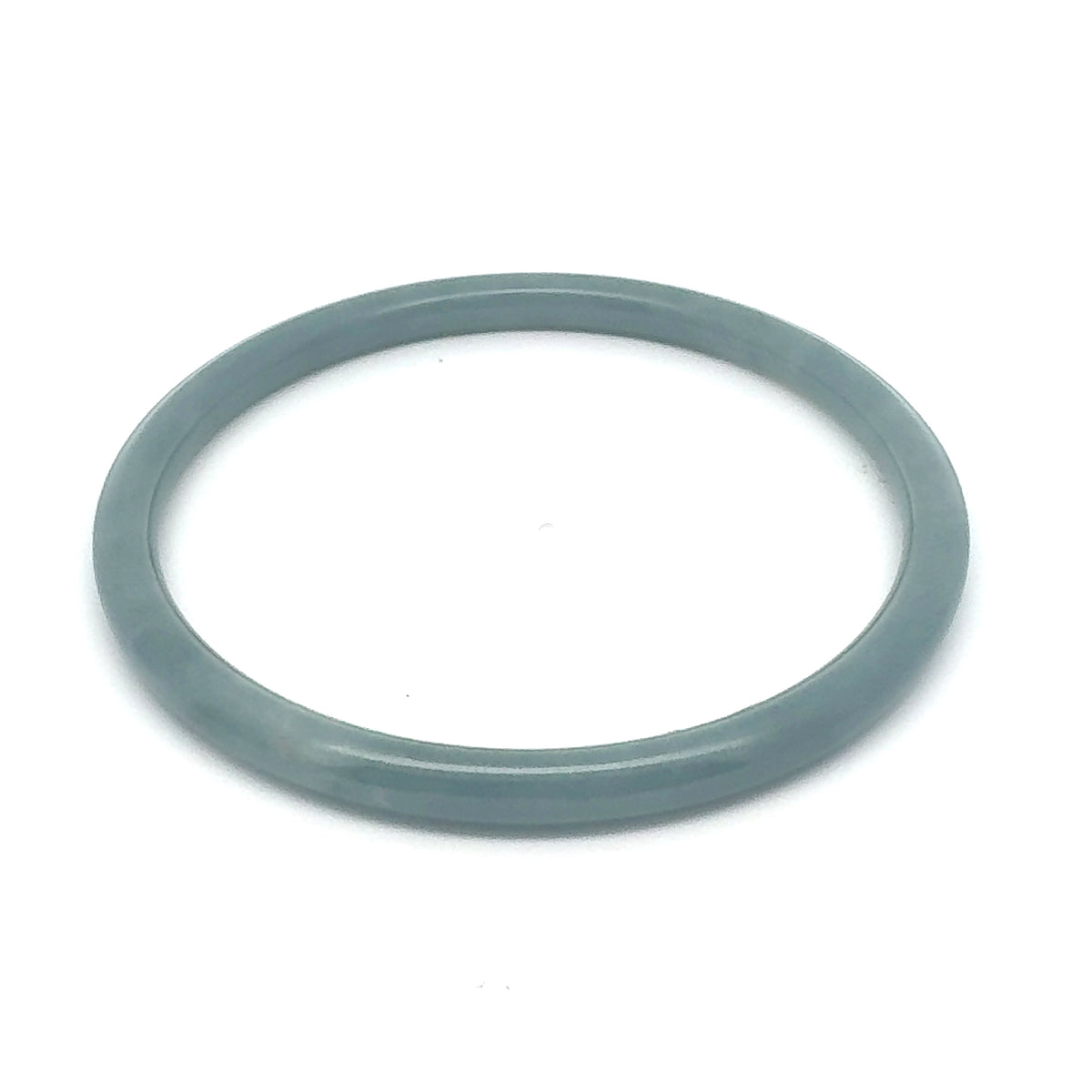 63 mm Celestial Blue Guatemalan Jadeite Thin Full-Round Bangle, Grey-Blue