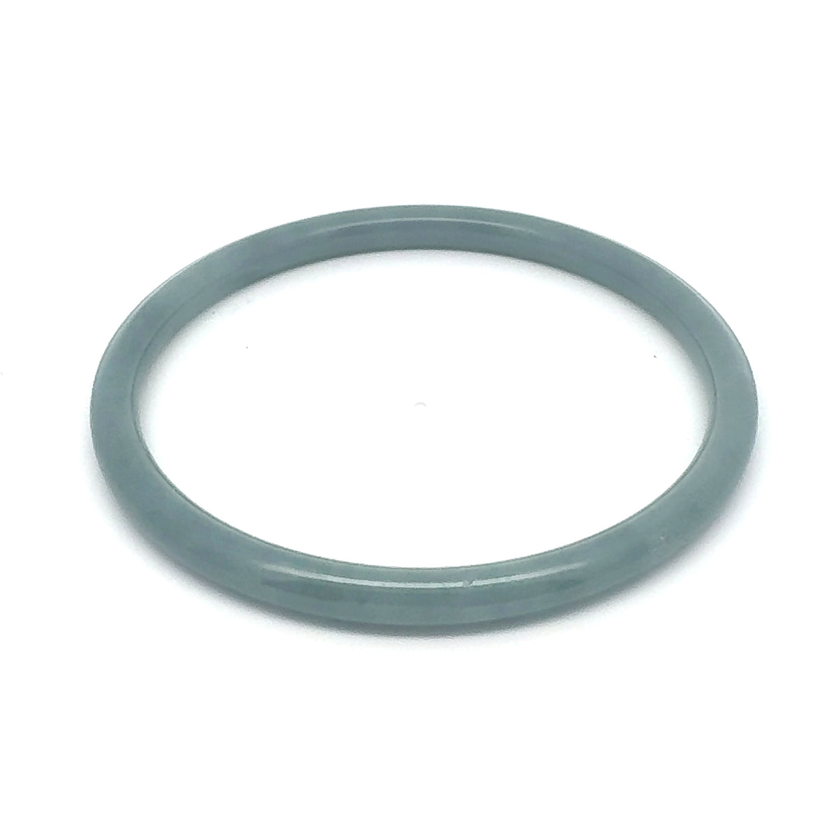 63 mm Celestial Blue Guatemalan Jadeite Thin Full-Round Bangle, Grey-Blue