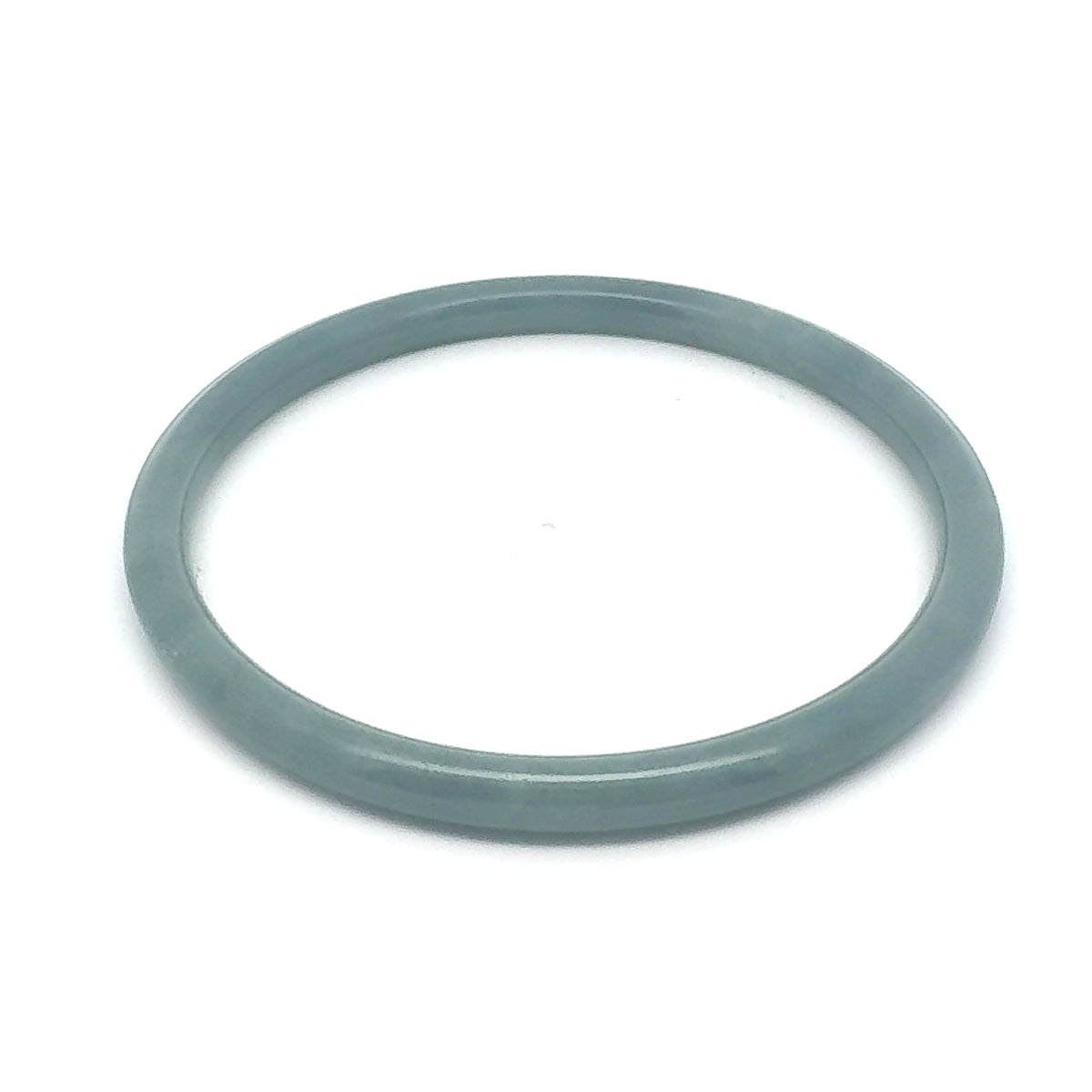 63 mm Celestial Blue Guatemalan Jadeite Thin Full-Round Bangle, Grey-Blue