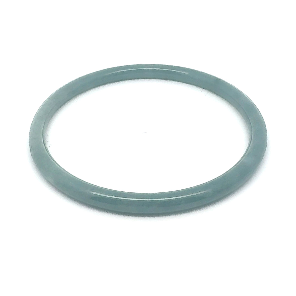 63.5 mm Celestial Blue Jadeite Thin Full-Round Hololith Bangle, Blue-Green