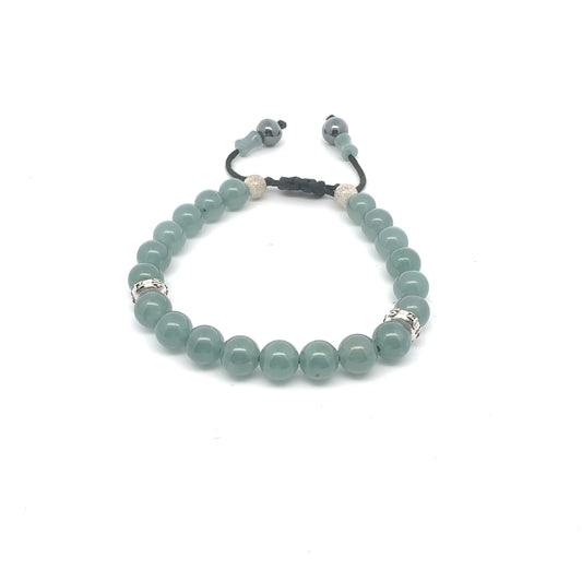 Icy Princesa Blue Jadeite & Hematite Bracelet | 8 mm