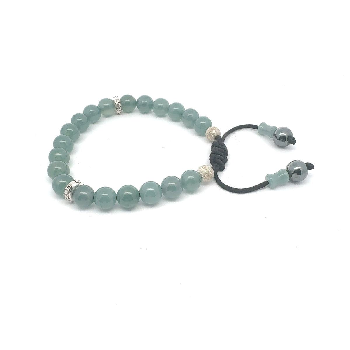 Icy Princesa Blue Jadeite & Hematite Bracelet | 8 mm