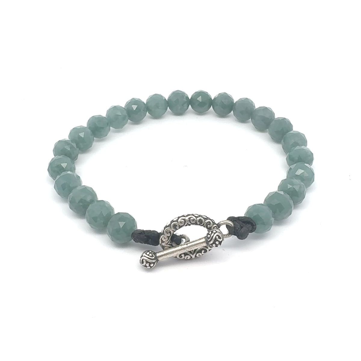 Faceted Snowy Princesa Blue Jadeite Bracelet | 8 mm