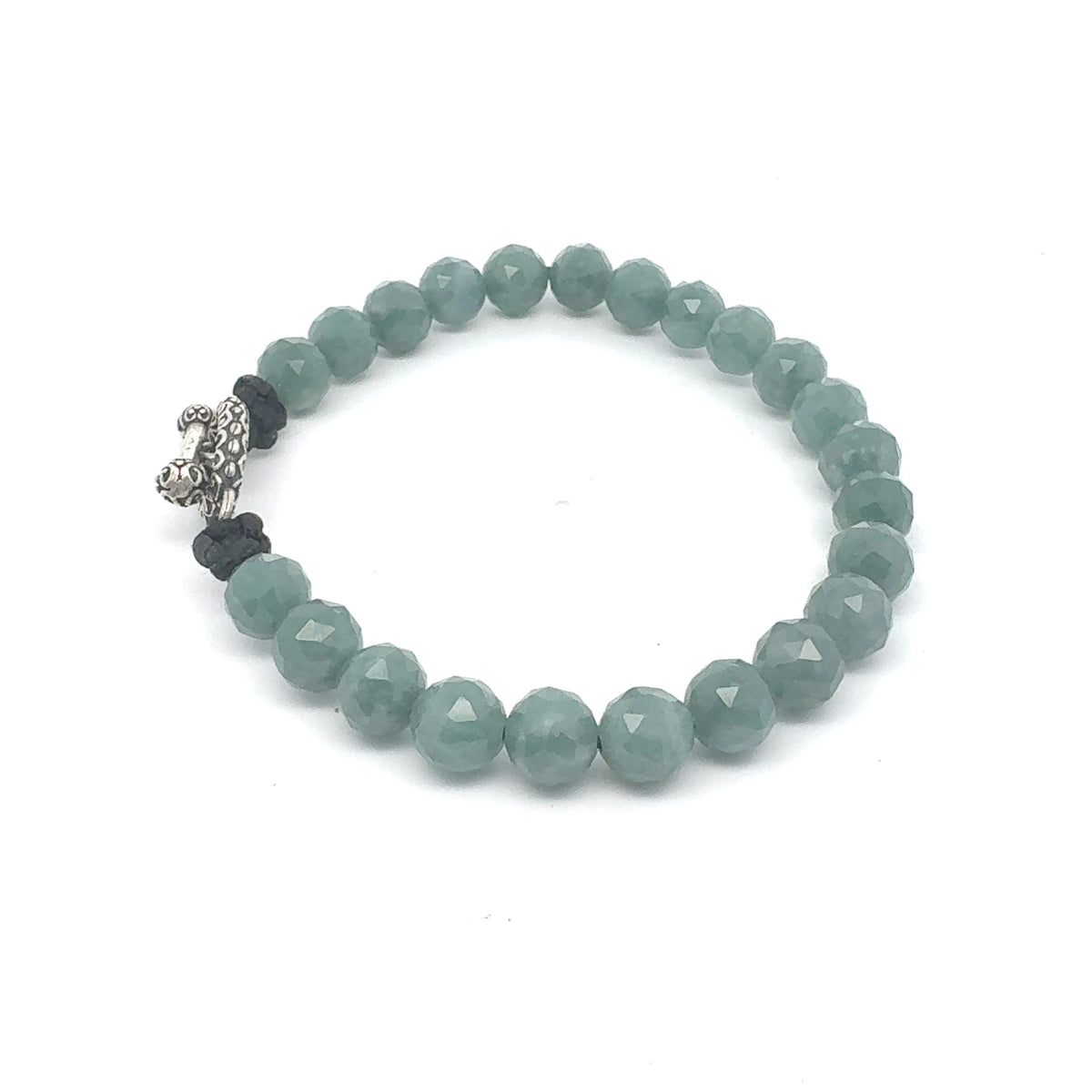 Faceted Snowy Princesa Blue Jadeite Bracelet | 8 mm