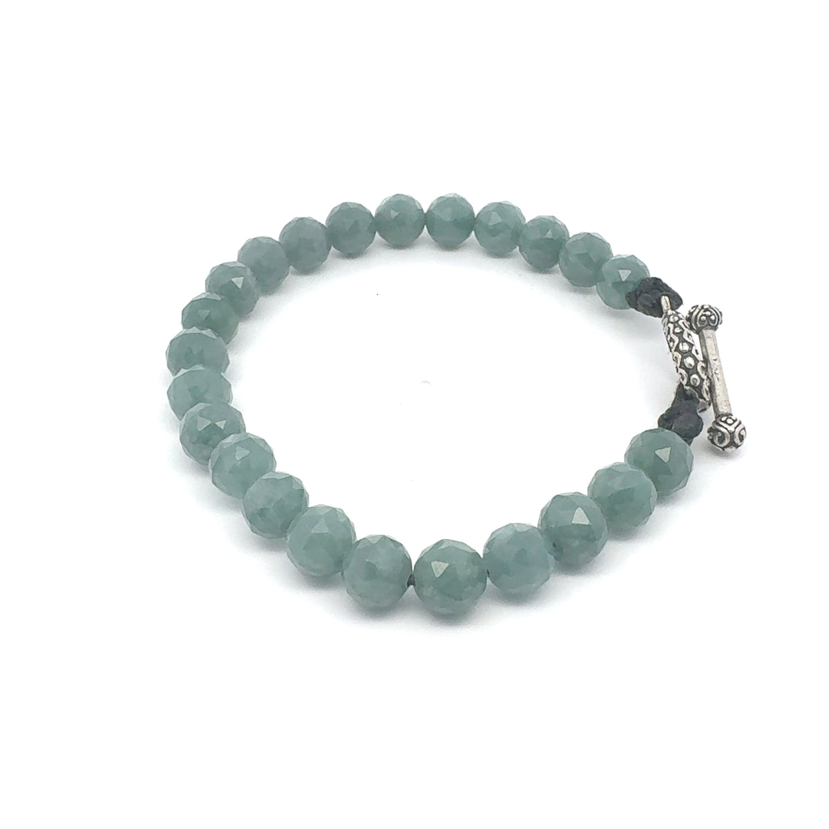 Faceted Snowy Princesa Blue Jadeite Bracelet | 8 mm