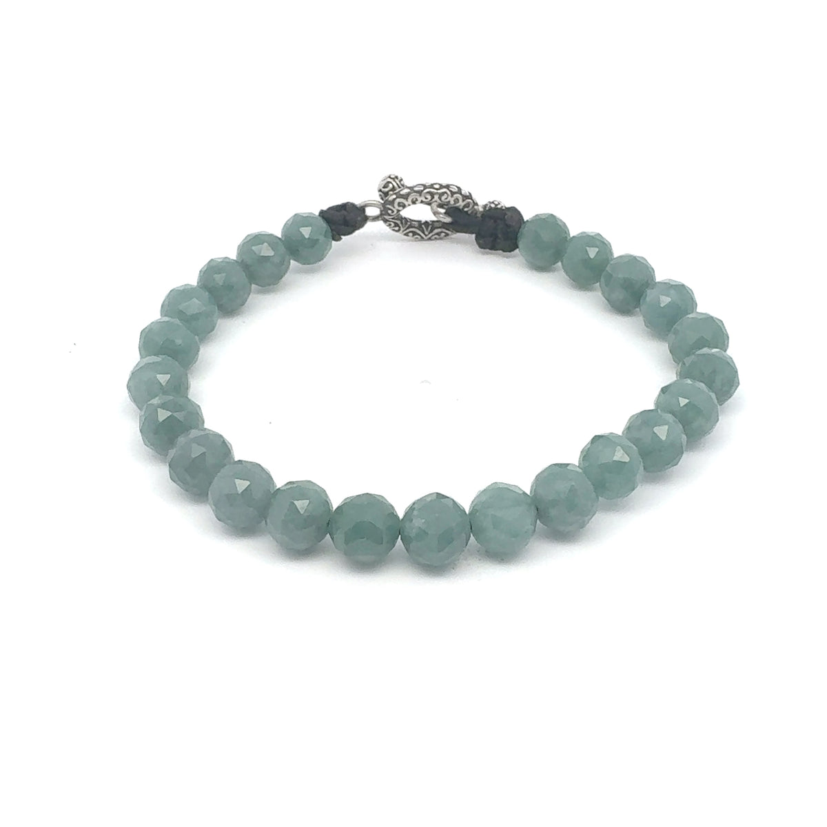 Faceted Snowy Princesa Blue Jadeite Bracelet | 8 mm