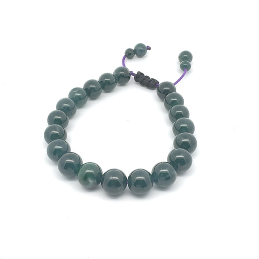 Princesa Blue-Green Jadeite Bracelet | 10 mm, Purple Cord