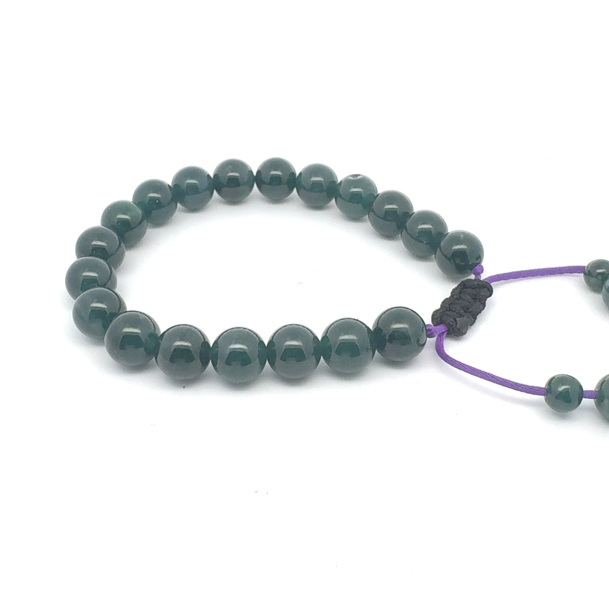 Princesa Blue-Green Jadeite Bracelet | 10 mm, Purple Cord