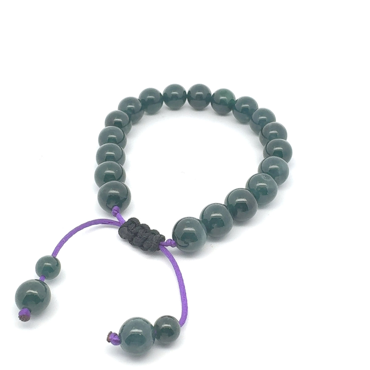 Princesa Blue-Green Jadeite Bracelet | 10 mm, Purple Cord