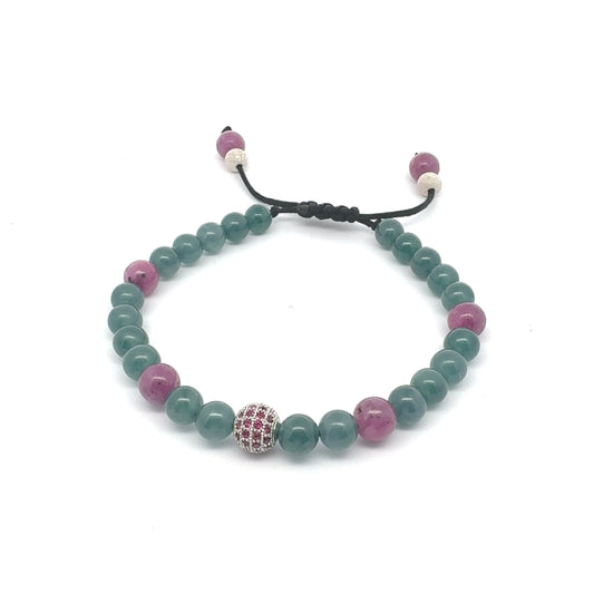 Icy Princesa Blue Jadeite & Ruby Bracelet | 7 mm