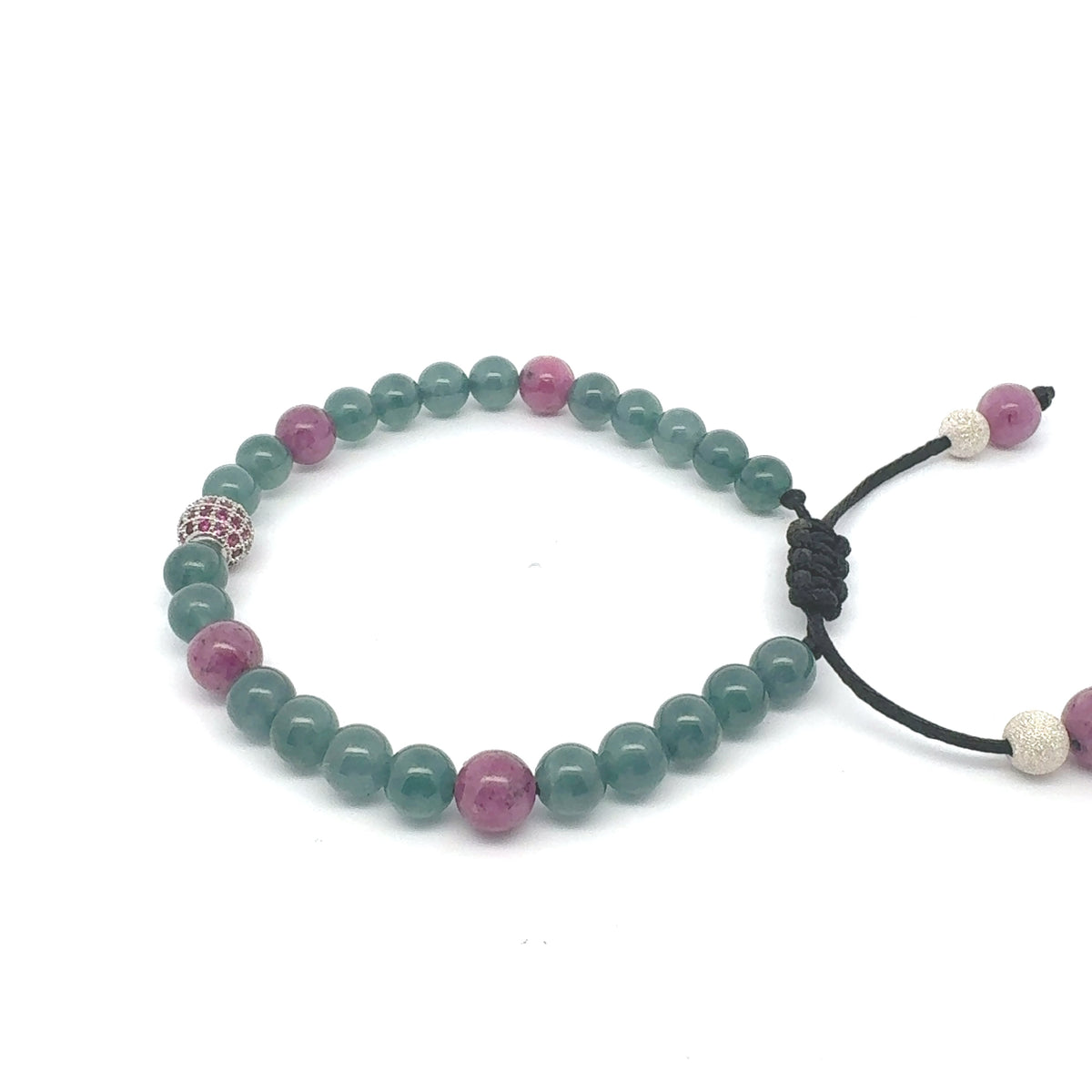 Icy Princesa Blue Jadeite & Ruby Bracelet | 7 mm