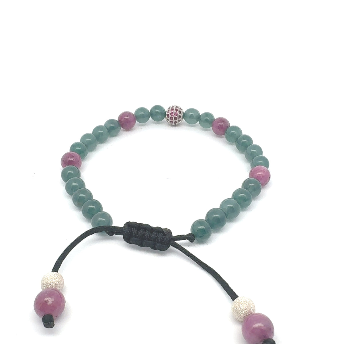 Icy Princesa Blue Jadeite & Ruby Bracelet | 7 mm