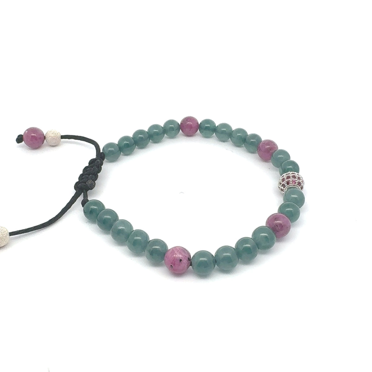 Icy Princesa Blue Jadeite & Ruby Bracelet | 7 mm