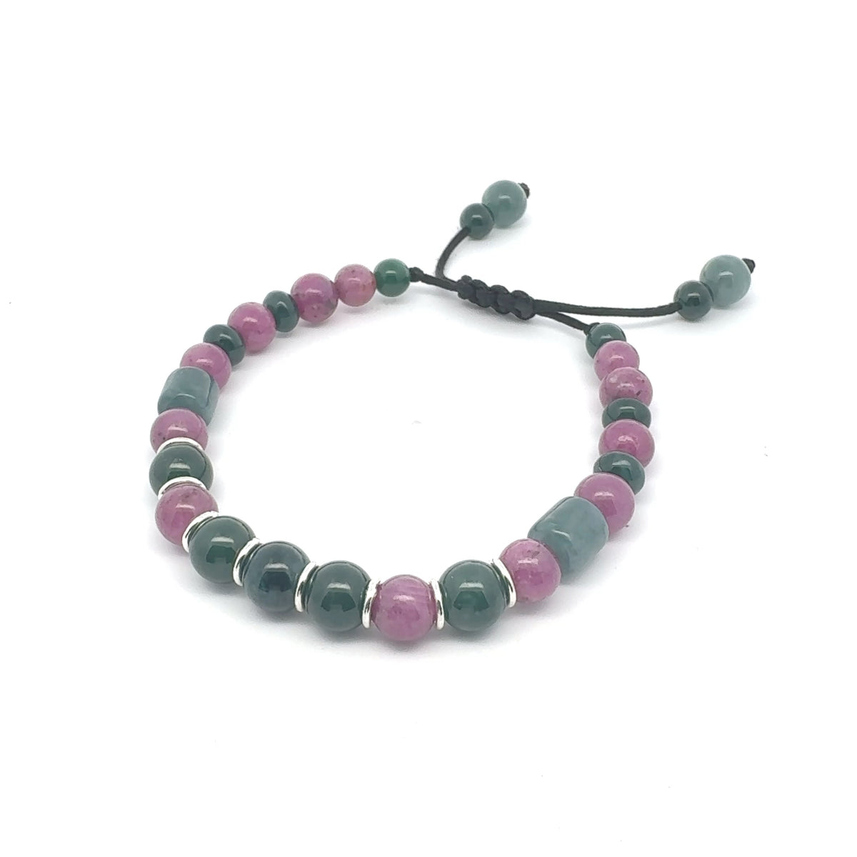 Princesa Blue-Green Jadeite & Ruby Bracelet | 8.5 mm