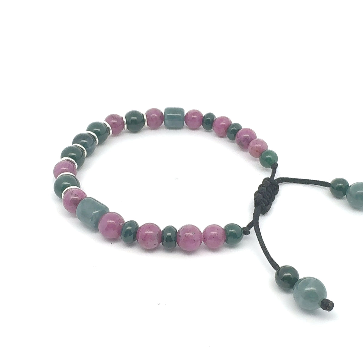 Princesa Blue-Green Jadeite & Ruby Bracelet | 8.5 mm