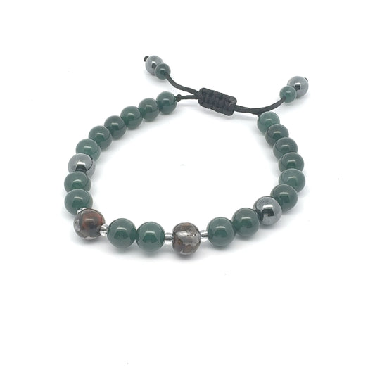 Princesa Blue-Green Jadeite, Hematite & Pallasite Bracelet | 8 mm